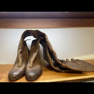 Sam Edelman brown thigh high distressed leather boots size 6
